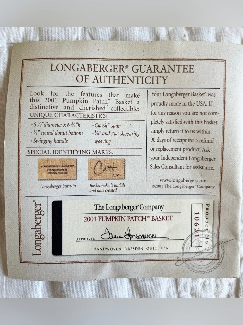 Longaberger 2001 pumpkin